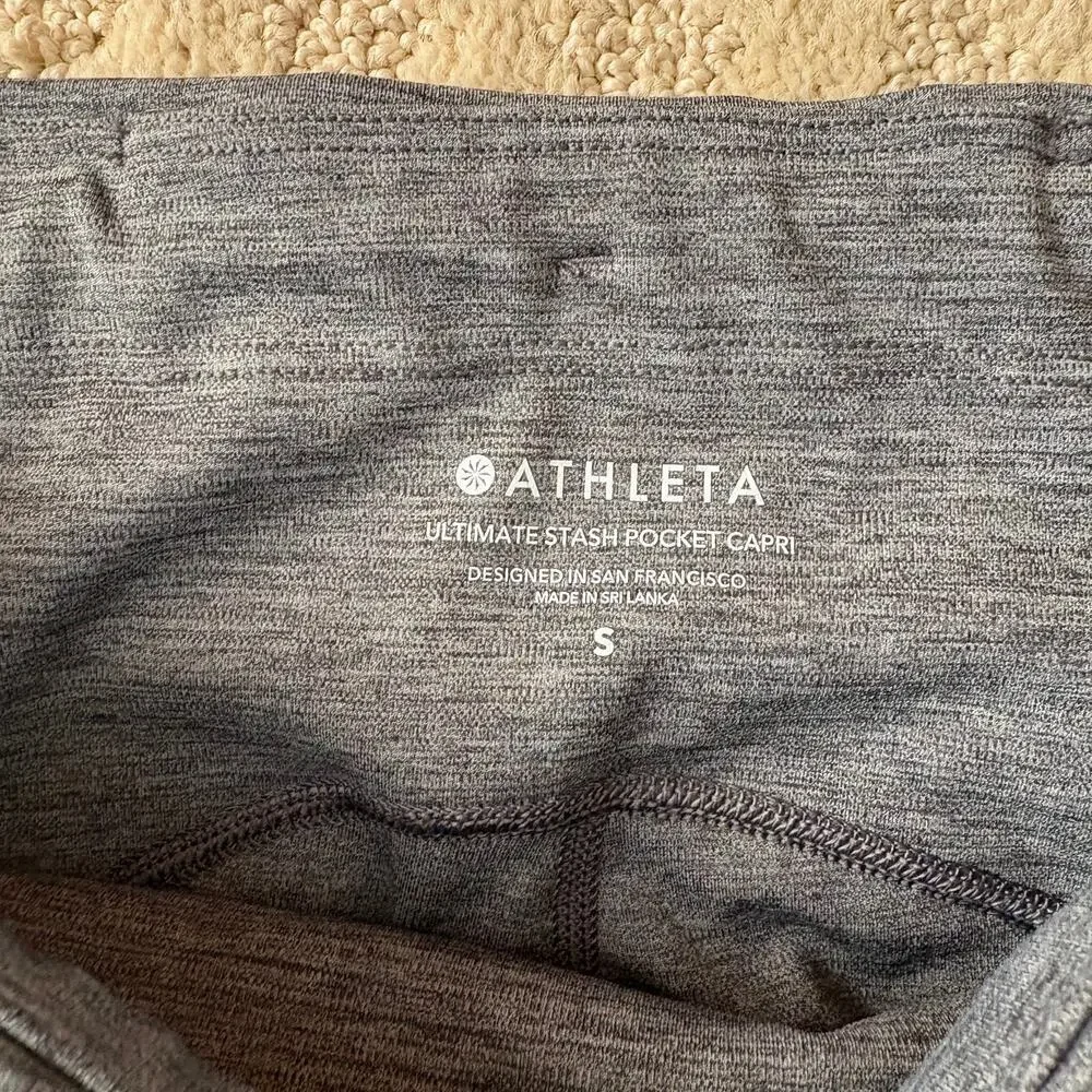 Athleta Ultimate Stash Pocket Capri Leggings Size S, 21" Inseam EUC Heather Gray - Picture 2 of 5